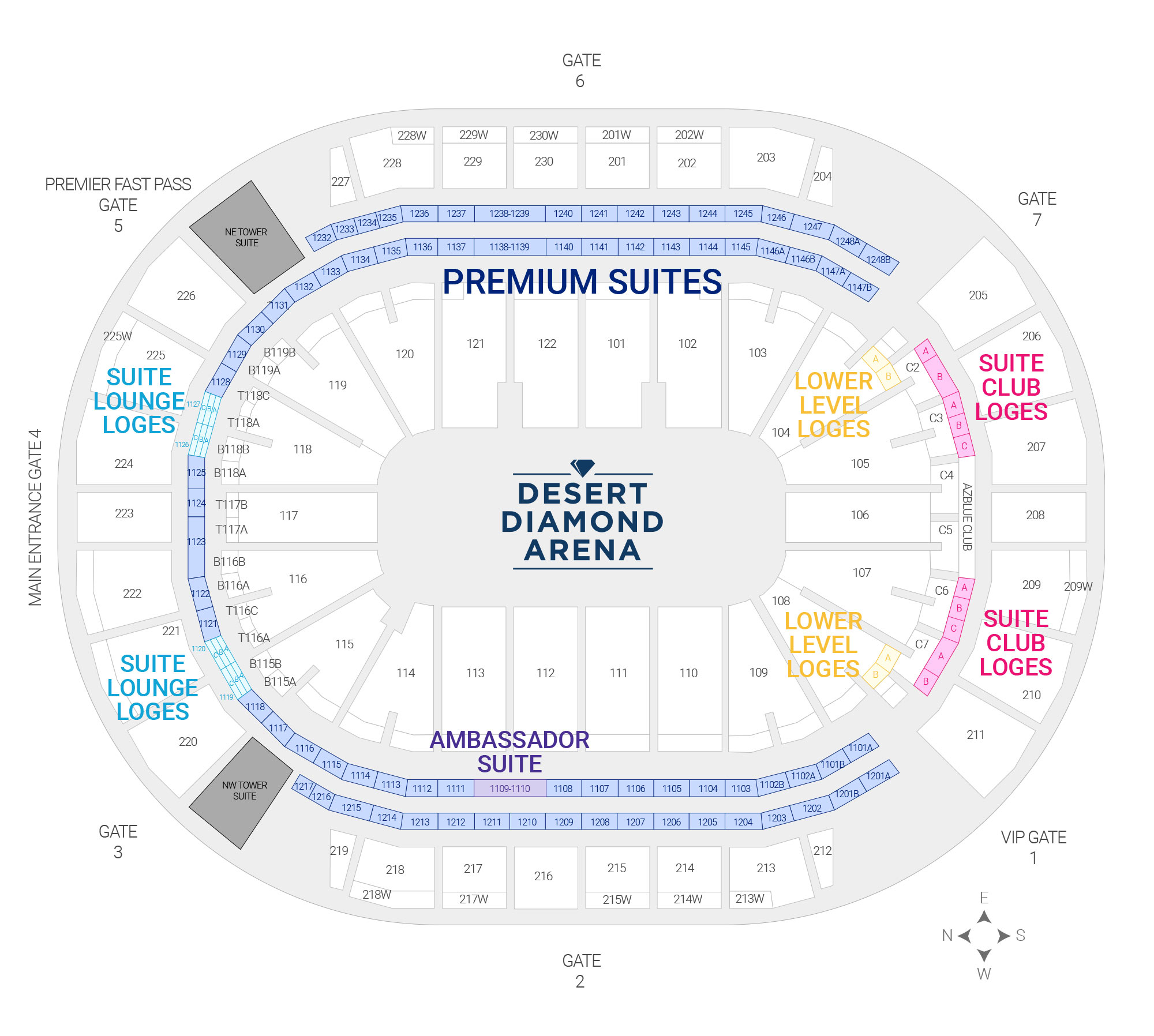 Desert Diamond Arena /  Suite Map and Seating Chart